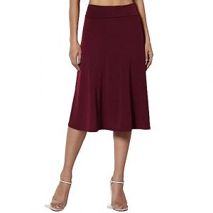 Jupe pour femme pour le bureau - Jupe longueur genou &eacute;l&eacute;gante - Jupe enveloppante &agrave; volants - Jupe mi-longue pour femme - Taille haute - Jupe trap&egrave;ze &eacute;lastique de couleur unie, Rouge, 52 (uhhhkkj, neuf)