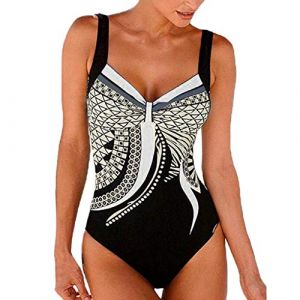 Blingko Maillot De Bain Gainant Ventre Plat Femme Vintage Elégant Maillot de Bain Femme 1 Pièce Maillots de Bain Vetement de Plage Tankini Natation Monokini Beachwea Push Up Contrôle Ventre W10*Blanc (Blingko, neuf)