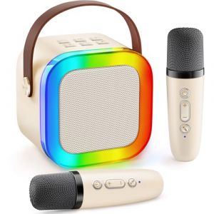 Gontence Machine Karaoke Enfant avec 2 Micros Enfants - Karaoké pour Enfants - Jouet Fille 3-10 Ans - Cadeau Fille 3-12 Ans - Micro Enfant pour Chanter Jouet Musical-Mini Microphone Karaoké - Beige (OÜ JWWfocusT, neuf)