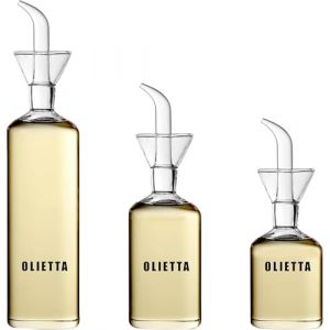 Olietta Bouteilles d'huile d'olive avec bec verseur - M&eacute;ga-pack de 3 bouteilles &ndash; 500 ml, 250 ml, 125 ml - Bouteilles en verre pour huile d'olive et vinaigre - Anti-goutte et &eacute;tanches (Inbound To Anglia Ltd, neuf)