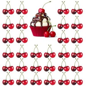 JYNXOR 30 Pi&egrave;ces Cerises D&eacute;coratives Artificielles pour Coupe de Fruits, D&eacute;coration de Table Rouge, Noir, Cerises, Cerises, Fausses Fruits, D&eacute;corations De Bureau, D&eacute;coration de f&ecirc;te, Festival (SHOPSCAPE INK, neuf)