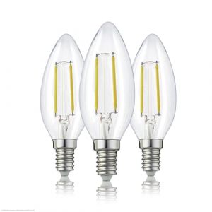 Hellum 207101 Lot de 3 ampoules LED E14 2,5 W blanc chaud avec filament LED 250 lm E14 vintage équivalent à une ampoule de 25 W C35 2700 K blanc chaud transparent (Hellum Direkt, neuf)