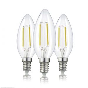 hellum 207101 Lot de 3 ampoules LED E14 2,5 W blanc chaud avec filament LED 250 lm E14 vintage équivalent à une ampoule de 25 W C35 2700 K blanc chaud transparent (Hellum Direkt, neuf)