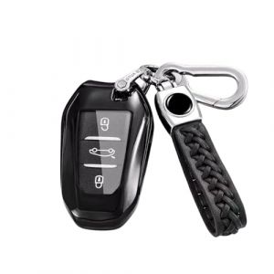 MEDZUK Coque Clé Compatible avec Opel Crossland X 2017-2024 2025 Coque de Protection pour clé de Voiture TPU, Accessoire Étui pour Clés avec Porte-clés (Noir) (MEDZUK-EU, neuf)