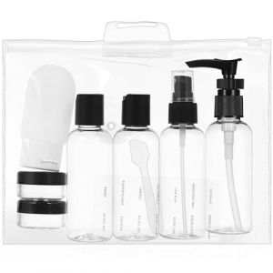 STOBAZA Set de Bouteilles de Toilette Voyage avec Trousse Portable Flacons Rechargeables &Eacute;tanches pour Cosm&eacute;tiques Shampooing et Soins Kit Pratique pour Avion et Vacances (Vitong, neuf)