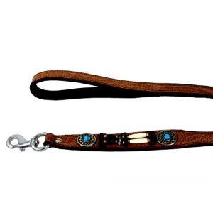 Laisse pour Chien MICHUR Carlota en Cuir Laisse Indienne en Cuir Marron Passer À Notre Collier SÉRIE Carlota Laisse Plate Cuir Plomb env. 150 cm (MICHUR, neuf)