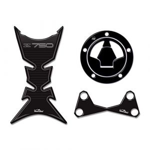 Resin Bike autocollants moto compatibles Avec Kawasaki Z750 2007 2014. Protections Du Réservoir, Bouchon Réservoir Et Plaque Direction à Partir De Chocs Graffi. Kit Complet 3D Résine (ResinBike, neuf)