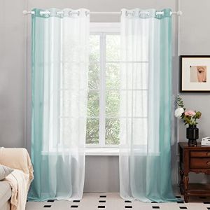 Deconovo Lot de 2 Rideaux Voilages, Décoration Rideau à Oeillets, Dégradé de Couleur pour Chambre Enfant Fille Salon Maison Fenêtre Balcon, Bleu Clair, 140×245 CM (Deconovo-Home, neuf)