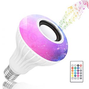 Ampoule de Musique LED avec Haut-parleur Bluetooth intégré, Ampoule de Musique Intelligente RVB avec Télécommande, Ampoule Intelligente sans Fil E26, Ampoule pour Bar, Chambre, (Limouyin, neuf)