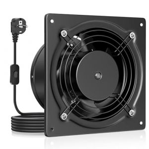 HG Power Extracteur d'air 150mm - 525m³/h Salle de Bain Silencieux avec Clapet antiretour, Interrupteur, Prise, 38W Ventilation industriel pour Fenêtre Mural Plafond VMC, Noir (GQ-Direct, neuf)