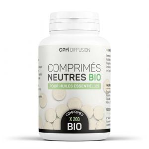Comprim&eacute;s Neutres Bio - Support pour huiles essentielles et liquides alimentaires - 200 comprim&eacute;s - GPH Diffusion (123PLANTES, neuf)