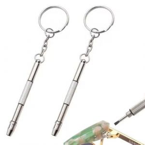 BQRKOTM 2 Pi&egrave;ce Tournevis &Agrave; Lunettes, 4 En 1 Tournevis Lunettes Opticien Pour Lunettes, Mini Tournevis &Agrave; Deux Bouts, Porte Cl&eacute;s De Poche Pour Lunettes, Montres (ZHANG JING DE DIAN, neuf)