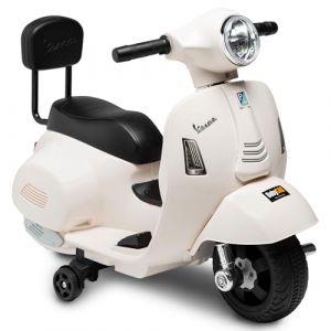 Mini Vespa Electrique Enfant 6 Volts de Babycar avec Dossier - Scooter Electrique Enfant avec accélérateur au Pied- Vespa Enfant avec Sons et lumières intégrés (Blanc) (BabyCar | Neulabs, neuf)