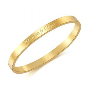 RWQIAN Femme Fin Bracelet Message Acier Inoxydable avec Phrase Inspirante Bracelet Maman je t'aime Jonc 4mm (MTJewelry Fr, neuf)