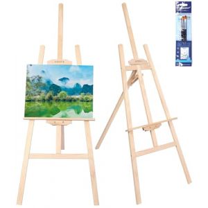 Zawaer Chevalet en bois 150CM, Support de Tableau en Bois Massif, Chevalet Peinture en bois Grand Pliable et Réglable en Hauteur, Ddapté pour l'art, Peinture et les Mariages, pour Enfants et Adultes (BHUJEL  DIDI S.R.L., neuf)