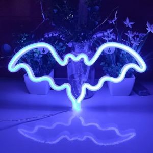 Neon Lights au néon Chauve-Souris,Lampe Neon,LED néon Chauve-Souris, enseigne au néon Halloween pour décoration Murale fête d'halloween,Bar,décoration de Chambre,Cadeau pour Enfants,décoration(Bleu) (xjinwalo, neuf)