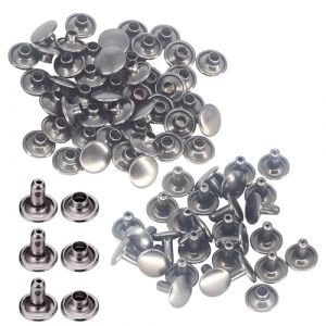 Trimming Shop Double Capuchon Rivets Cuir Tubulaire M&eacute;tal Clous pour DIY Travail du Cuir, V&ecirc;tements R&eacute;paration & Pi&egrave;ce de Rechange, Sac &agrave; Main, Ceintures, 8mm x 7mm, Gunmetal Noir, 100 Ensembles (Trimming Shop, neuf)
