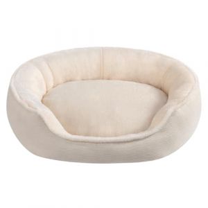 Hollypet Panier pour Chat Lits Ronds pour Chat et Chiot, Niche pour Chats et Petit Chien, Lit Coussin Doux et Respirant pour Sommeil, Beige(55 * 50 * 15cm) (HollyHOME Global, neuf)