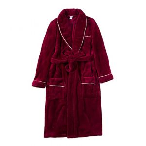 PJFCS Hommes de Grande Taille Flanelle Peignoir D'Hiver de Bain Robe Nuit de Nuit Robe de Chambre Confortable Robe,Rouge,5XL (YJJMYGS, neuf)