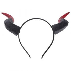 ANDRESLAD Serrage-Tête Cornes de Démon Amovibles pour Femmes Bandeau Flexible en PU Doux Noir et Rouge Accessoire Cosplay Halloween et Carnaval Cornes de Taureau Détachables Déguisement (Qiuiun, neuf)