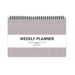 Elite Check Planificateur hebdomadaire et journalier à spirale non daté avec case à cocher, note gratuite, 250 x 170 mm (gris) (HelloKBeauty, neuf)