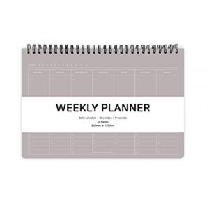 Elite Check Planning hebdomadaire non daté à spirale avec boîte à cocher 25 x 17 cm (gris) (isign2018, neuf)