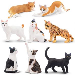 toymany Lot de 8 Figurines d'animaux, Jouet pour Chat, Figurines de Chat, Figurines de Petits Animaux, Ornements, Chatons Miniatures, pour Jouer ou comme décoration de Cupcake (TOYMANY, neuf)