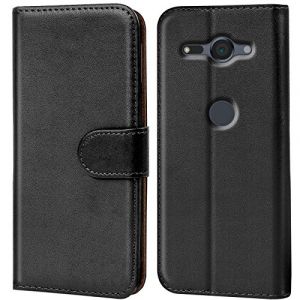 Verco Coque pour Sony Xperia XZ2 Compact, Housse Portefeuille pour Xperia XZ2 Compact Etui en Cuir Synth&eacute;tique Fonction Stand Case, Noir (ATS-Discounter, neuf)