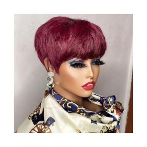 Perruques Cheveux Humains Perruques Pixie courtes en cheveux humains for femmes noires, perruques en cheveux humains avec frange Perruques pour femmes(99J) (wufengjingqian, neuf)