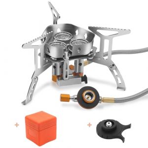 Yinleader R&eacute;chaud &agrave; gaz de camping 5800 W, couvercle coupe-vent, r&eacute;chaud de camping pliable avec adaptateur (r&eacute;servoir de gaz non inclus) (Yinleader, neuf)