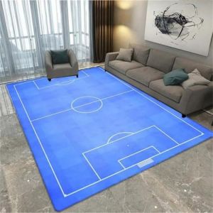 PEIHUODAN Tapis Foot Chambre Ado Terrain Football 3D Tapis Sol Football Deco Garcon Enfant Tapis De Salon Moderne Antid&eacute;rapant Terrain De Football Vert Navy Flanelle Doux Carpets (Blue,160x200cm) (PEIHUODAN, neuf)