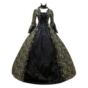 G&eacute;n&eacute;rique 2025 Robe R&eacute;Tro M&eacute;Di&eacute;Vale Femme Victorienne Reine Costume Grande Taille Manches Trompette Robe Renaissance Gothique De Soir&eacute;E Cocktail Elegante Deguisement Halloween Carnaval Victorien (Wllybh, neuf)