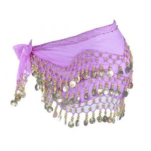 Ceinture Danse Orientale Femme, Écharpes de Hanche de Danse du Ventre Fille Foulard Belly Dance Foulard à Sequins Doré Écharpe Déguisement Mousseline de Soie, pour Scène, Anniversaire, Fête, 1 Pièce (CUTTY, neuf)