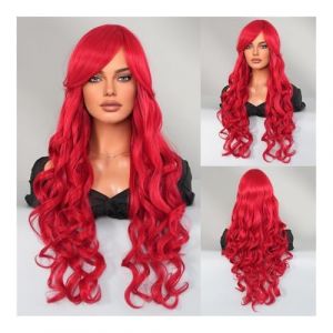 Perruques, Perruque sirène habiller cheveux longs bouclés glace bleu dégradé sirène Cosplay perruque,pour femmes(Mermaid red) (xinhaung, neuf)