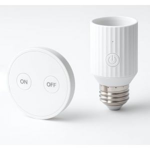 LoraTap Douille Ampoule Sans Fil avec Télécommande, Adaptateur E26/E27 pour Plafonniers, Placards et Lampes à Chaînette, Support Enfichable, Interrupteur de Lampe Sans Fil, 60W Max (LoraTapuk, neuf)