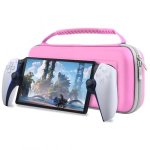 Orzly Étui de Transport Rose conçu pour Le Lecteur à Distance Playstation Portal pour Console PS5 pouvant contenir des Accessoires, Une Protection de Voyage et de Stockage pour Le Chargeur de Casque (Syntiga Europe - FR, neuf)
