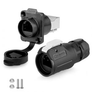 Connecteur étanche industriel CNLINKO LP-16 RJ45 IP67 Connecteur circulaire CAT.5E Connecteur d'aviation à déconnexion rapide Connecteur 8P8C à dégagement rapide Coque en PBT (CNLINKO, neuf)