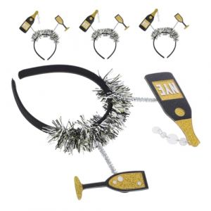 Toyvian 4 Pièces Bandeau bouteille de vin cotillons du nouvel an bonne année coiffes bonne année head boppers bandeau du nouvel an tenue du Nouvel An Acrylique Black (Vendiarit, neuf)