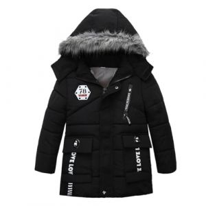 Lengender Blouson Manteau Fourrure Chaud Enfant Gar&ccedil;on B&eacute;b&eacute; Ski V&ecirc;tement Doudoune &agrave; Capuche Veste &agrave; Manches Longues Chaud 1-5 Ans (FR/ES, &Acirc;ge, 3 ans, Taille normale, 15 Noir) (FindPitaya, neuf)