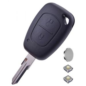 ANGOFIZ Coque Cl&eacute; T&eacute;l&eacute;commande Compatible avec Renault Kangoo Master Trafic Opel Vivaro Movano Vauxhall + Lame Vierge VAC102 + 2 Boutons Poussoir Switch + Pile (ANGOFIZ, neuf)
