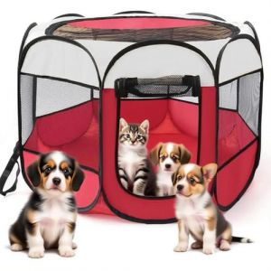 Parc Chaton Pliable 73 x 73 x 43 cm, Parc a Chat Chiot pour Animaux de Compagnie Int&eacute;rieur et ext&eacute;rieur (EUBSWA-FR, neuf)