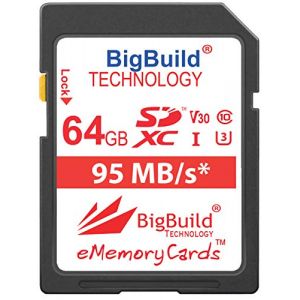 BigBuild Technology 64 Go UHS-I U3 95Mo/s Carte m&eacute;moire pour Panasonic Lumix DMC LX100, LX15, SZ10, SZ10EB-K, SZ10EP, ZS50K, ZS50S, ZS70,TZ100, TZ100EB-K, TZ100EG, TZ110 Cam&eacute;ra (BigBuild Technology FR, neuf)