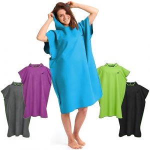 Fit-Flip Poncho de Plage Microfibre pour se Changer &ndash; Serviette Cabine pour Piscine Adulte et la Natation &ndash; de Bain Femme et Homme, Le Surf et la Plage &ndash; Taille: L, Bleu Clair (Paraboo, neuf)