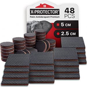 Patin antiderapant X-PROTECTOR - 32 pcs 25 mm + 16 pcs 50 mm Patin Caoutchouc Premium - Patins Antid&eacute;rapants Autocollants - Patin en Caoutchouc - Id&eacute;al pour la Fixation en Place des mobiliers! (HOUSE TECHNOLOGIES LTD, neuf)