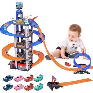 Charmofun 5 Etages Garage pour Enfants, Parking Voiture Enfant avec Garage, Ascenseur, 8 Voitures, Double Rampe, Parking Garage Jouet pour Enfants 3+ Ans (Pulsepoint Market Kft., neuf)