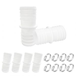 KLINNA Lot de 4 raccords de tuyau de 32 mm à 32 mm de diamètre, double embout en plastique, adaptateur de tuyau de piscine avec colliers de serrage en acier inoxydable pour le raccordement, adaptateur (Mitsausli OÜ, neuf)