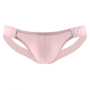Slip pour homme en coton avec poche bomb&eacute;e - Sous-v&ecirc;tement classique mi-long - Pantalon hipster classique pour homme - Suspensoir athl&eacute;tique - String, rose, XL (UIKIFY, neuf)