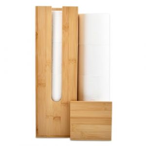 POUMUE Bambou Support de Papier Toilette, Bois Rangement de Papiers Toilette pour 4 Rouleaux de Papiers, Porte Papier Toilette sur Pied, Support Papier Toilette Support de Rouleau de Papier Toilettes (POEMOCASIONAL - UNIPESSOAL LDA, neuf)