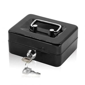 Caisse avec Serrure à clé, Tirelire portative en métal à Double Couche et 2 clés pour la sécurité 12.5 * 10 * 5.6cmm(S, Noir) (Ltstor, neuf)