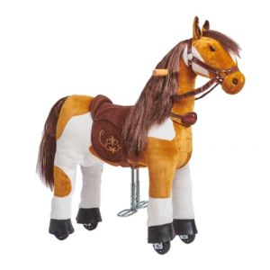 Porteur Enfant Cheval &agrave; Roulette Ebony S (3-6 Ans) | Cheval M&eacute;canique en Peluche &agrave; Monter | Porteur Enfant avec Selle Amovible, Licol avec Bride et Crini&egrave;re et Queue &agrave; Coiffer (PONNIE, neuf)